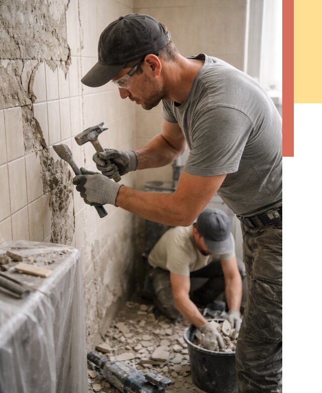 Демонтаж плитки со стен в Мегионе от 886 руб. — быстро и недорого | ОТДЕЛОЧНИК-Мго