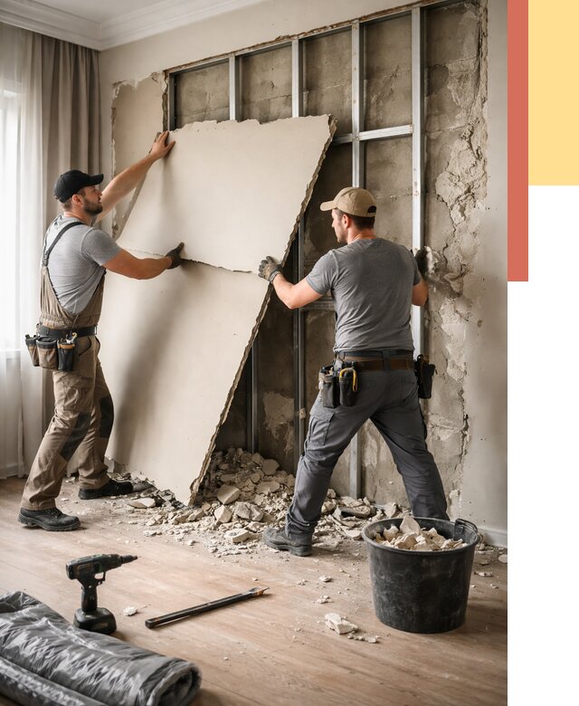 Демонтаж гипсокартона со стен в Мегионе от 365 руб. — услуги демонтажа | ОТДЕЛОЧНИК-Мго