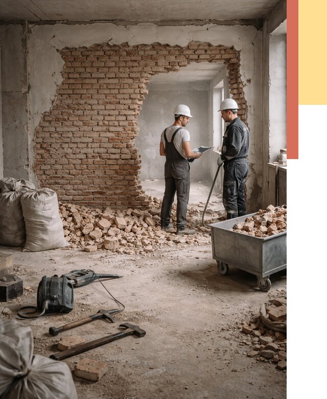 Демонтаж кирпичных стен в Мегионе от 4379 руб. — быстро, недорого, под ключ | ОТДЕЛОЧНИК-Мго