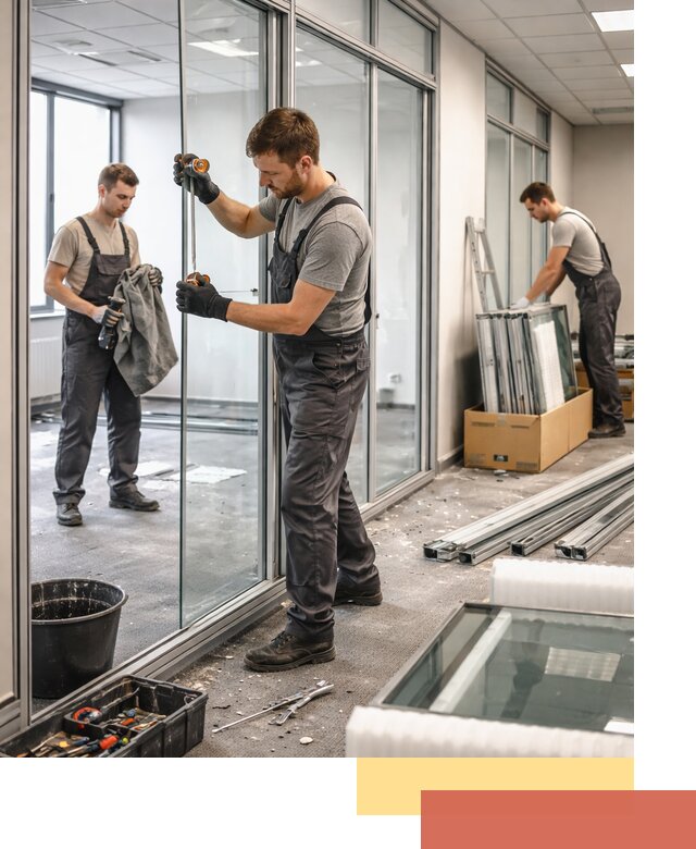 Демонтаж стеклянных перегородок в Мегионе быстро и безопасно