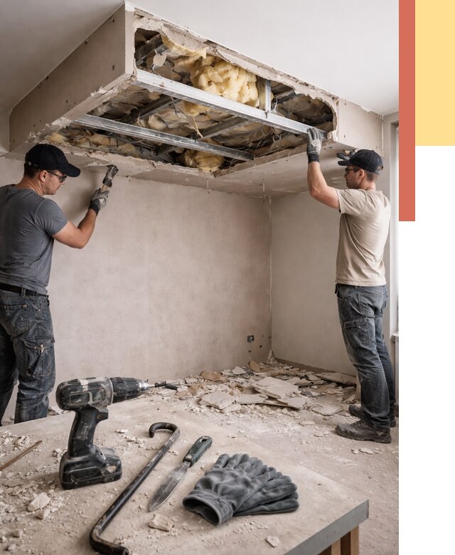 Демонтаж короба из гипсокартона в Мегионе от 1585 руб. — быстро и недорого | ОТДЕЛОЧНИК-Мго