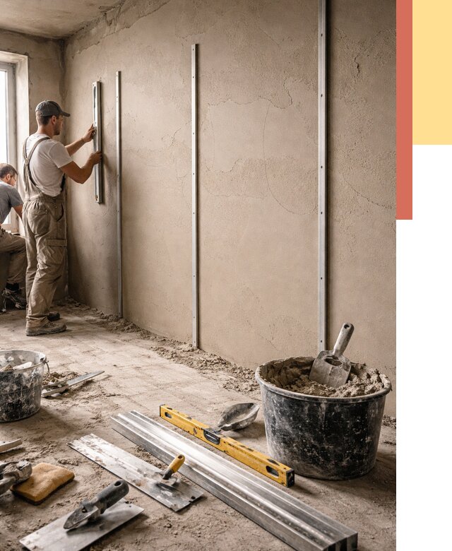 Штукатурка стен по маякам в Мегионе от 5734 руб./м² — выравнивание под ключ | ОТДЕЛОЧНИК-Мго