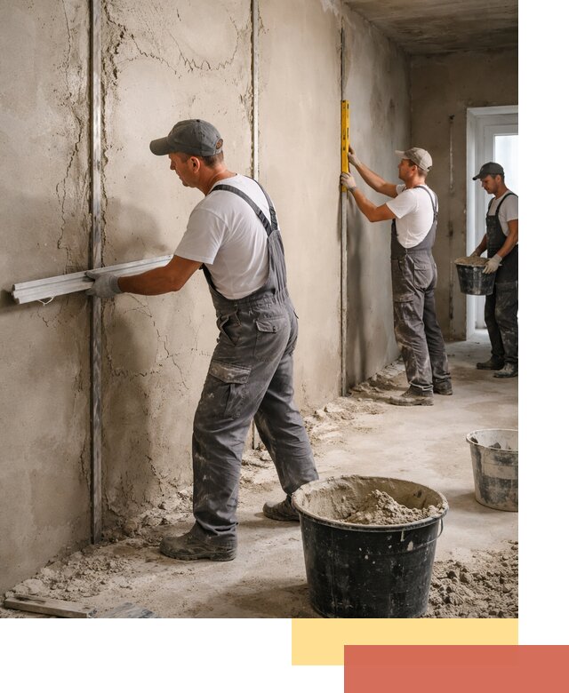 Штукатурка стен по маякам в Мегионе — точная и ровная поверхность