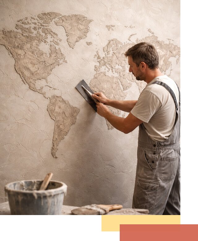 Декоративная штукатурка «Карта мира» под ключ в Мегионе