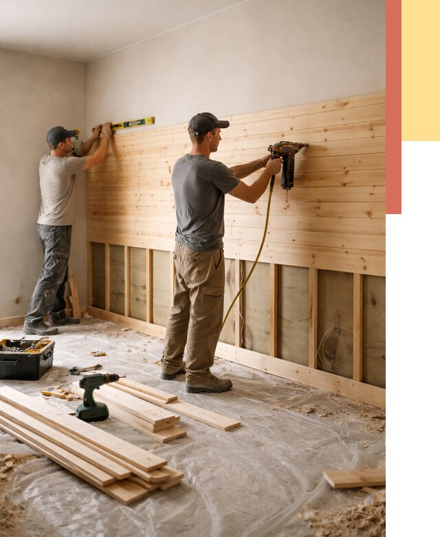 Монтаж деревянной вагонки на стены в Мегионе от 7819 руб. | Услуги монтажа вагонки | ОТДЕЛОЧНИК-Мго