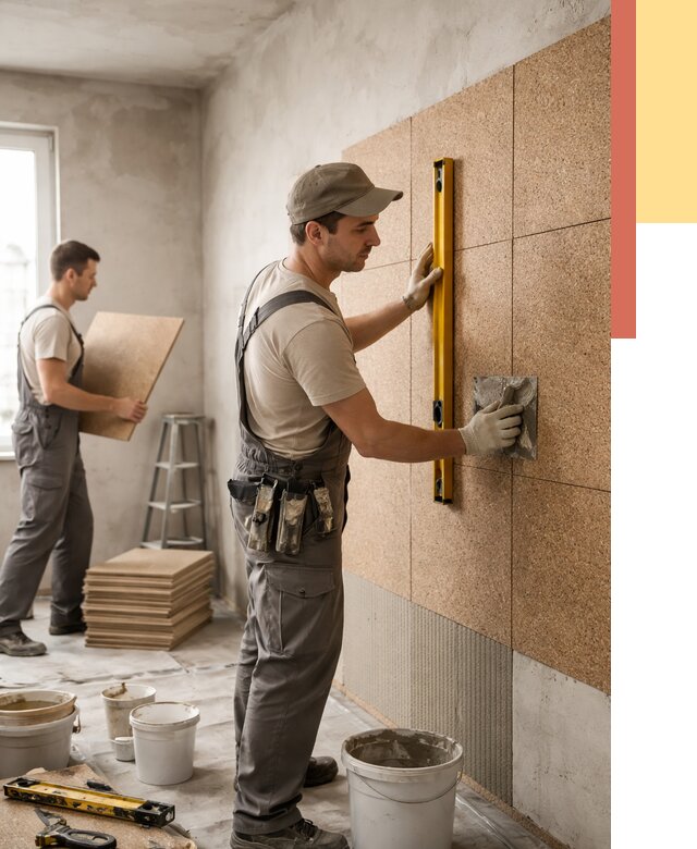 Монтаж пробковых панелей на стены в Мегионе от 3649 руб. — ОТДЕЛОЧНИК-Мго