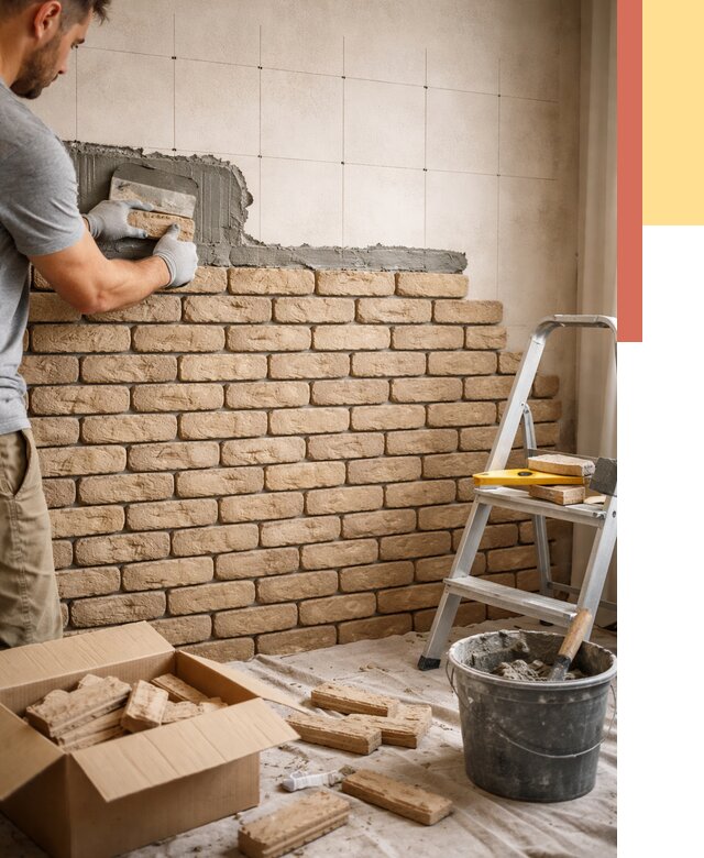 Монтаж декоративного кирпича в Мегионе от 3336 руб./м² — быстро и недорого | ОТДЕЛОЧНИК-Мго