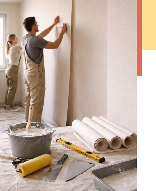 Поклейка бумажных обоев в Мегионе от 5734 руб./м2 — быстро и недорого | ОТДЕЛОЧНИК-Мго