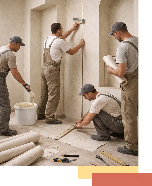 Поклейка обоев на сложные стены и неровные поверхности в Мегионе