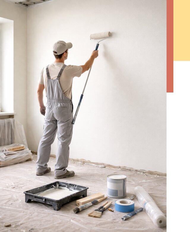 Покраска стен водоэмульсионной краской в Мегионе от 469 руб. за м² | ОТДЕЛОЧНИК-Мго