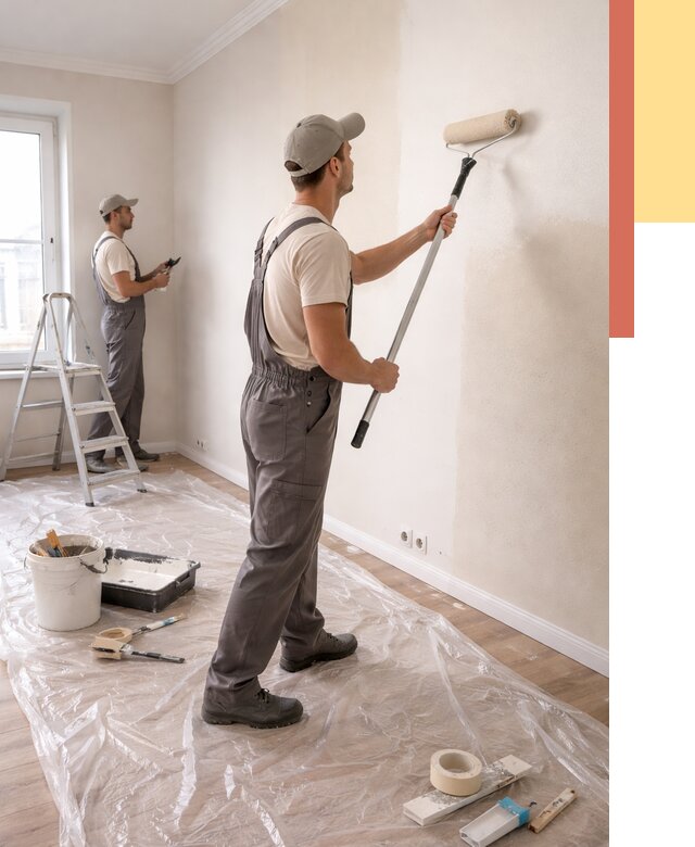 Покраска стен акриловой краской в Мегионе от 3649 руб./м² — быстро и недорого | ОТДЕЛОЧНИК-Мго