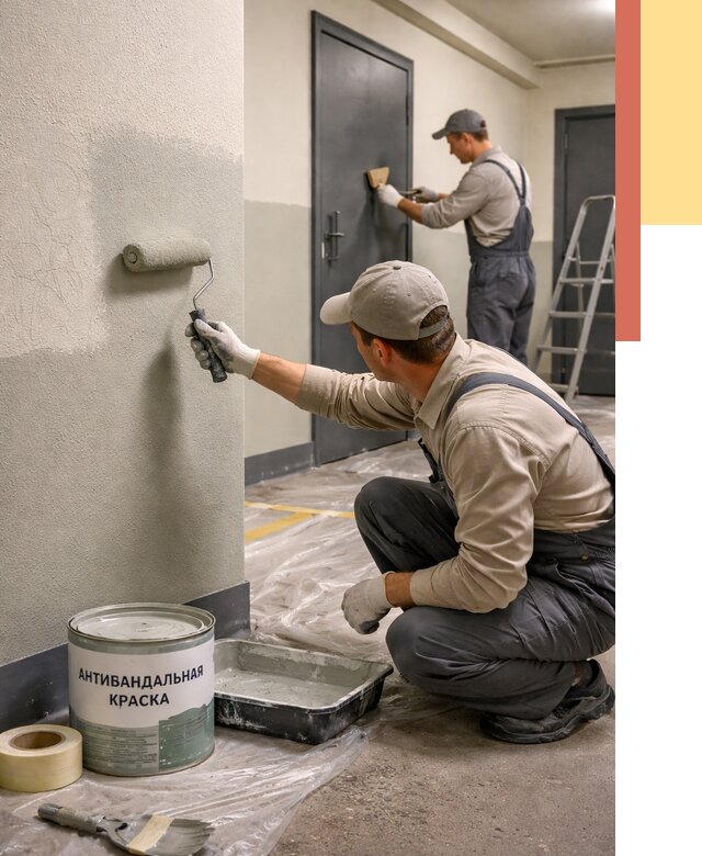 Покраска стен антивандальной краской в Мегионе от 4691 руб./м² под ключ | ОТДЕЛОЧНИК-Мго