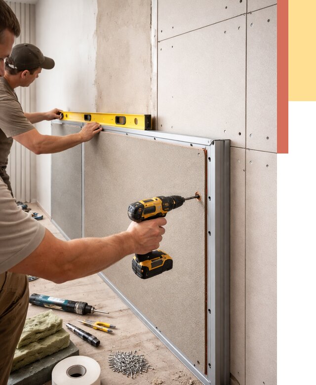 Шумоизоляция стен панелями ЗИПС в Мегионе от 2294 руб./м² под ключ | ОТДЕЛОЧНИК-Мго