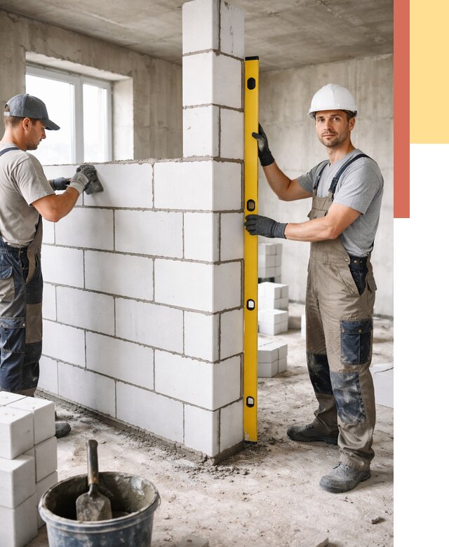 Кладка перегородок из пеноблока в Мегионе от 1877 руб. под ключ | ОТДЕЛОЧНИК-Мго