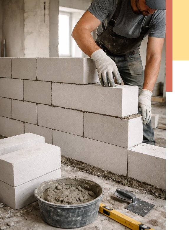 Кладка перегородок из силикатного блока в Мегионе от 4170 руб. под ключ | ОТДЕЛОЧНИК-Мго