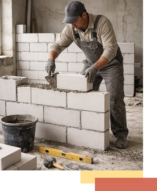 Кладка перегородок из силикатного блока в Мегионе