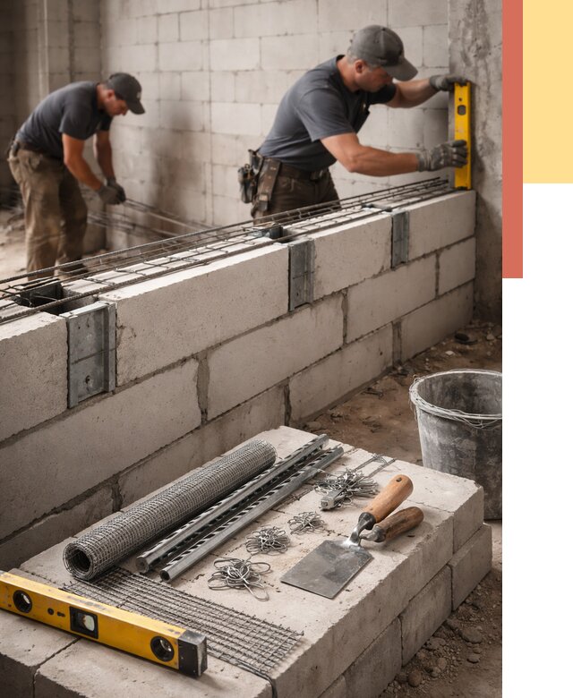 Армирование кладки перегородок в Мегионе от 782 руб. под ключ | ОТДЕЛОЧНИК-Мго