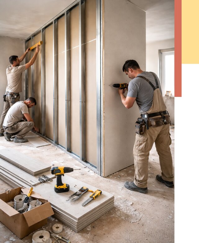 Монтаж однослойной перегородки из гипсокартона в Мегионе от 678 руб. | ОТДЕЛОЧНИК-Мго