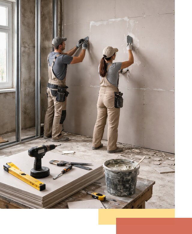 Монтаж двухслойной перегородки из гипсокартона в Мегионе