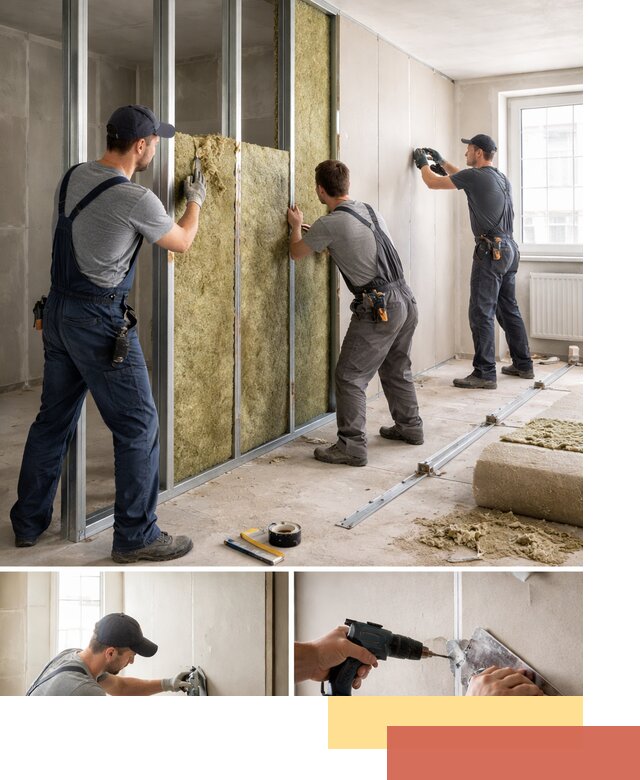 Перегородка из гипсокартона с шумоизоляцией в Мегионе — монтаж под ключ