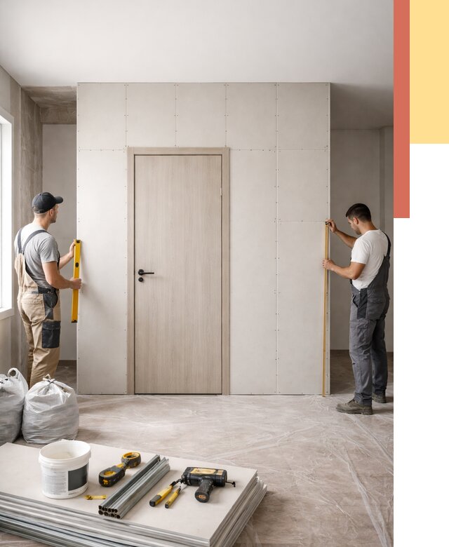 Перегородка из гипсокартона с дверью в Мегионе от 4691 руб. под ключ | ОТДЕЛОЧНИК-Мго