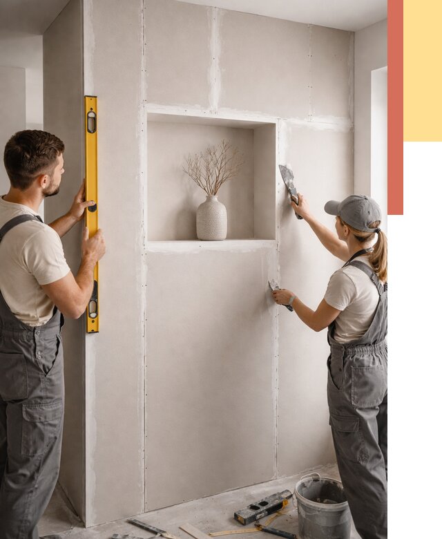 Перегородка из гипсокартона с нишей в Мегионе от 3388 руб. под ключ | ОТДЕЛОЧНИК-Мго