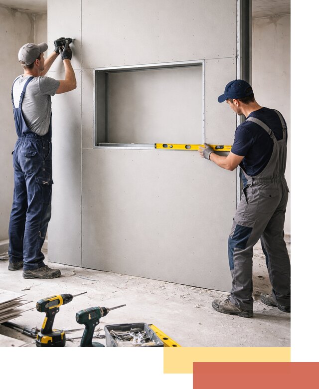 Перегородка из гипсокартона с нишей под декор в Мегионе