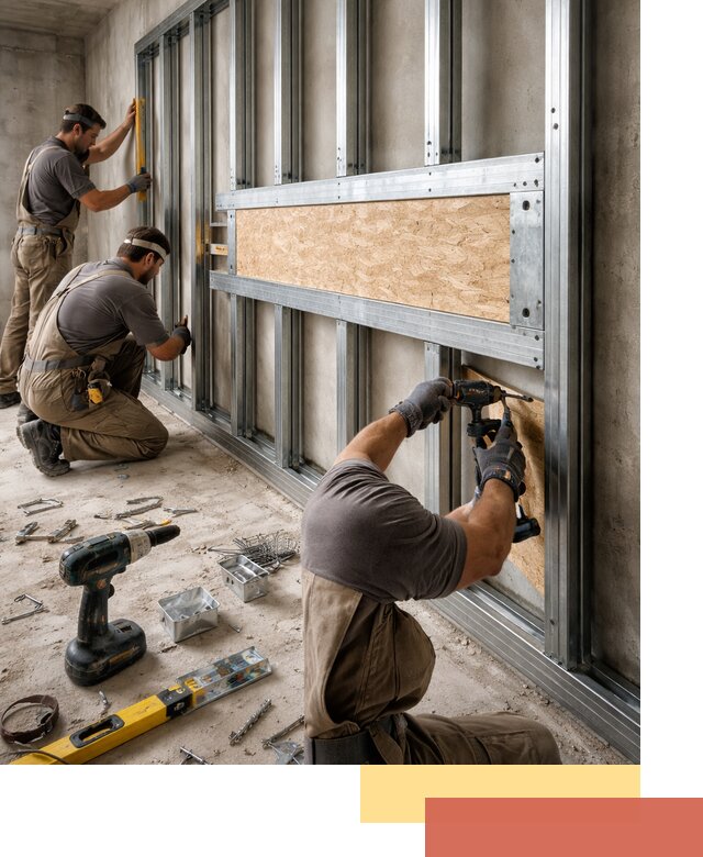 Усиленная перегородка для крепления тяжёлых конструкций в Мегионе