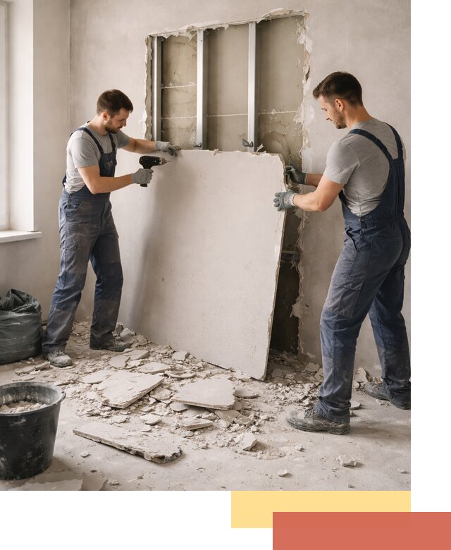 Демонтаж перегородки из гипсокартона в Мегионе быстрый и аккуратный