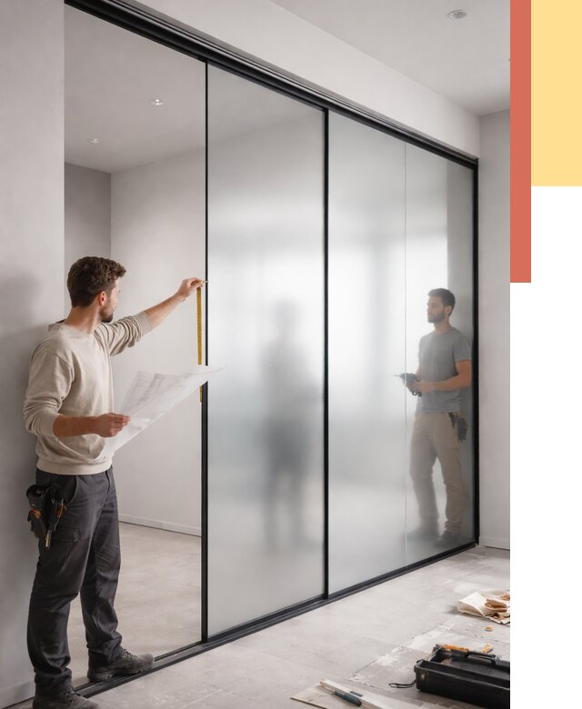 Матовые стеклянные перегородки в Мегионе от 8861 руб. — монтаж и установка | ОТДЕЛОЧНИК-Мго