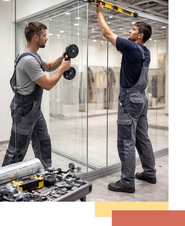 Стеклянные перегородки для магазинов в Мегионе — монтаж и установка