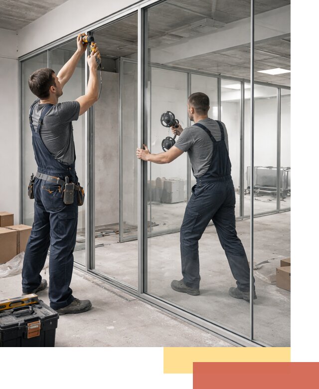 Алюминиевые перегородки со стеклом в Мегионе — изготовление и монтаж