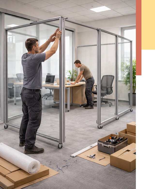 Мобильные офисные перегородки в Мегионе от 13031 руб. — установка под ключ | ОТДЕЛОЧНИК-Мго