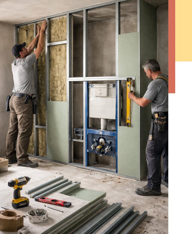 Установка сантехнических перегородок в Мегионе от 8861 руб. | ОТДЕЛОЧНИК-Мго