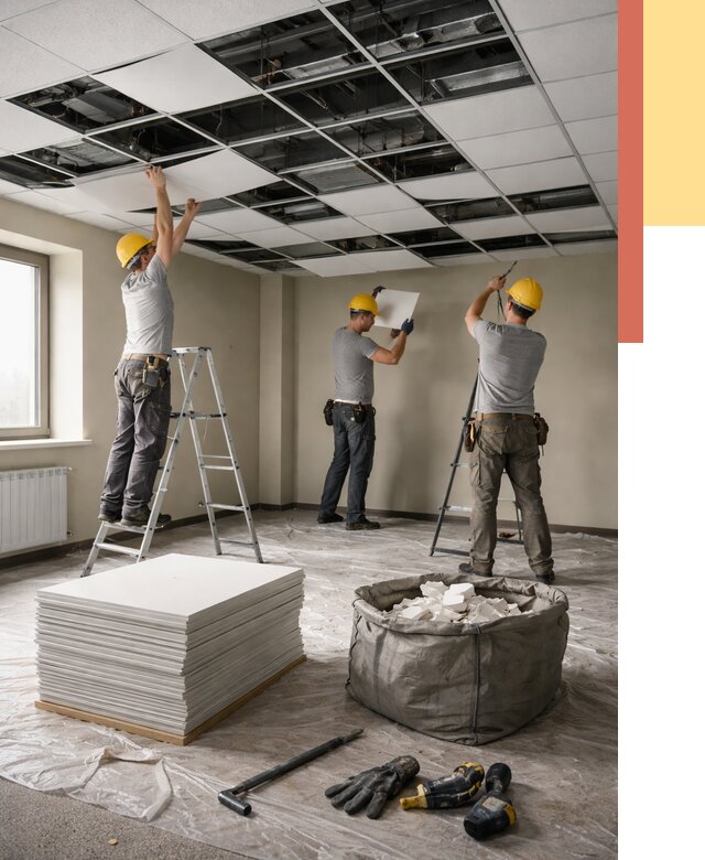 Демонтаж потолка Армстронг в Мегионе от 4691 руб. быстро и недорого | ОТДЕЛОЧНИК-Мго