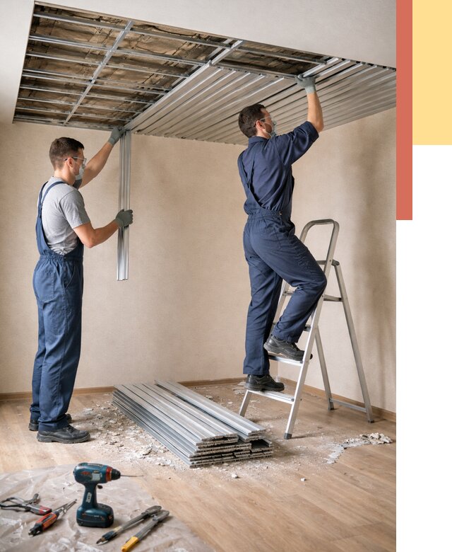 Демонтаж реечного потолка в Мегионе от 4691 руб. быстро и недорого | ОТДЕЛОЧНИК-Мго