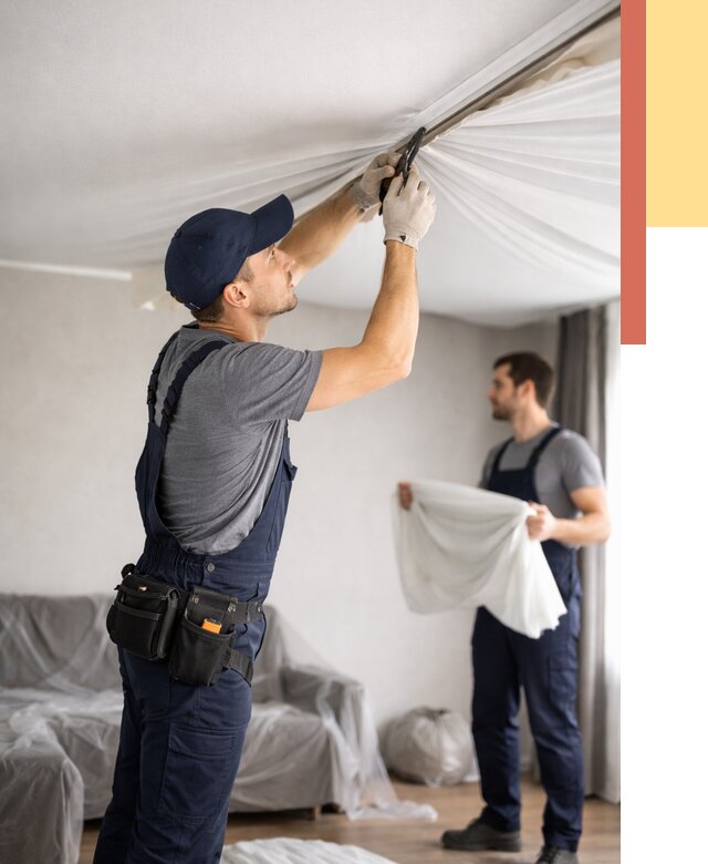 Демонтаж натяжного потолка в Мегионе от 4691 руб. — снятие и разбор под ключ | ОТДЕЛОЧНИК-Мго