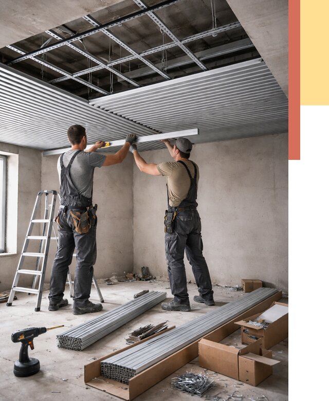 Монтаж реечного потолка в Мегионе от 4691 руб. под ключ | ОТДЕЛОЧНИК-Мго