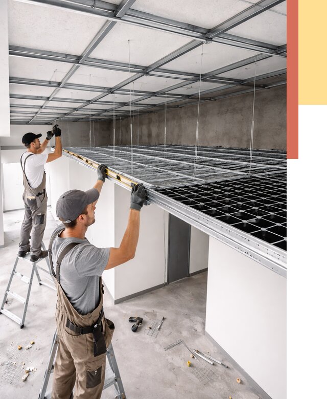 Монтаж потолка грильято в Мегионе от 469 руб./м² — быстрая сборка под ключ | ОТДЕЛОЧНИК-Мго