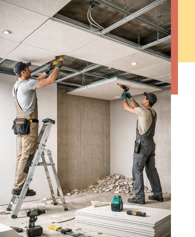 Монтаж акустического потолка в Мегионе от 6776 руб/м2 — быстро и недорого | ОТДЕЛОЧНИК-Мго