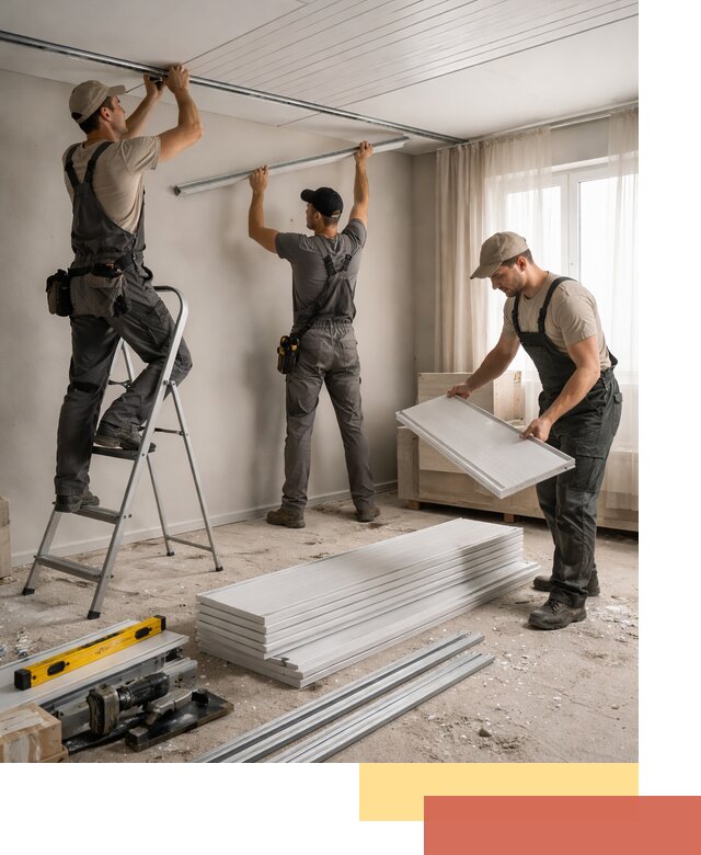 Монтаж потолка из ПВХ панелей в Мегионе оперативно и качественно