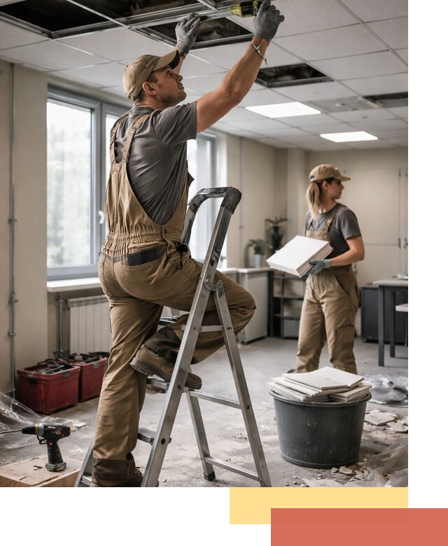 Ремонт потолка Армстронг и замена плит в Мегионе