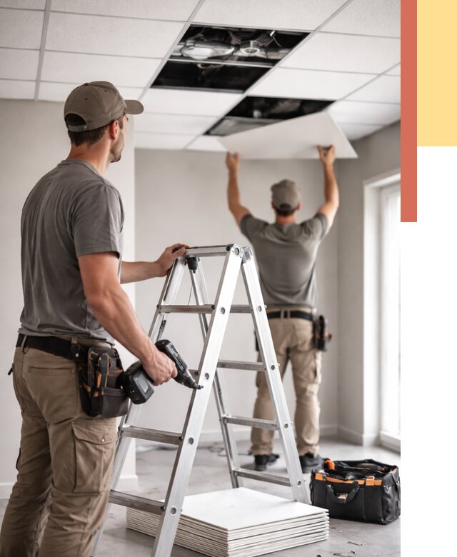 Обслуживание подвесного потолка в Мегионе от 3649 руб. — быстро и недорого | ОТДЕЛОЧНИК-Мго