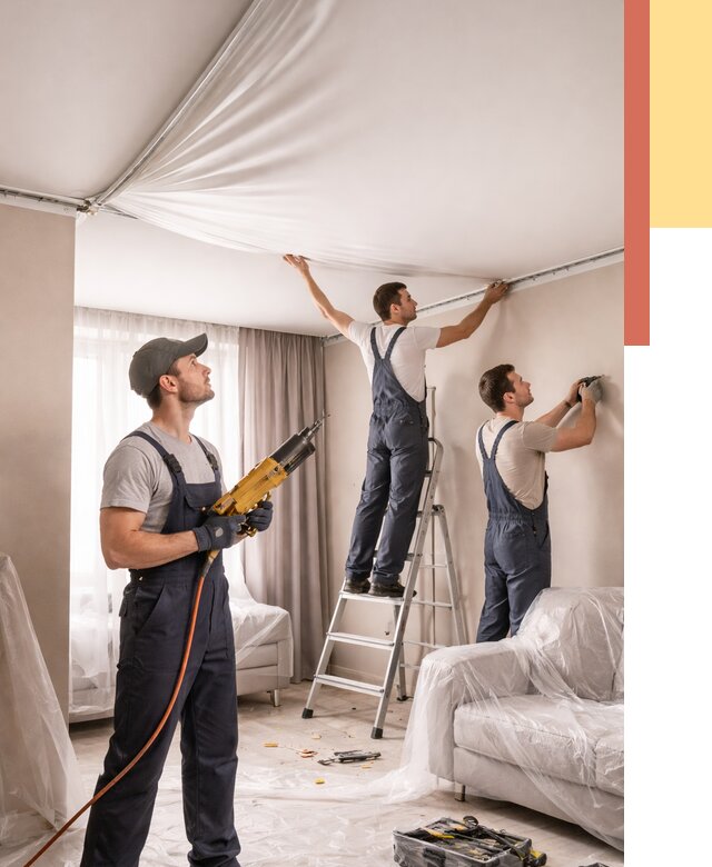 Установка натяжного потолка в Мегионе от 4691 руб. | Быстро и недорого — ОТДЕЛОЧНИК-Мго