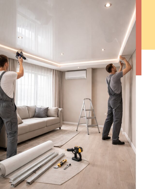 Монтаж глянцевого натяжного потолка в Мегионе от 782 руб. под ключ | ОТДЕЛОЧНИК-Мго