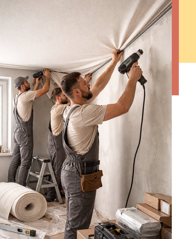 Монтаж фактурного натяжного потолка в Мегионе от 782 руб. — ОТДЕЛОЧНИК-Мго