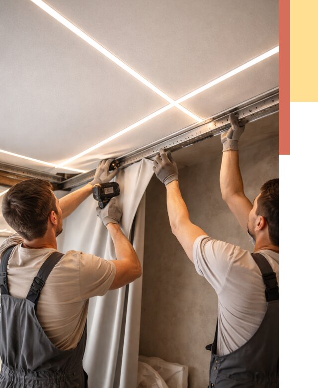 Монтаж натяжного потолка со световыми линиями в Мегионе от 1251 руб. | ОТДЕЛОЧНИК-Мго