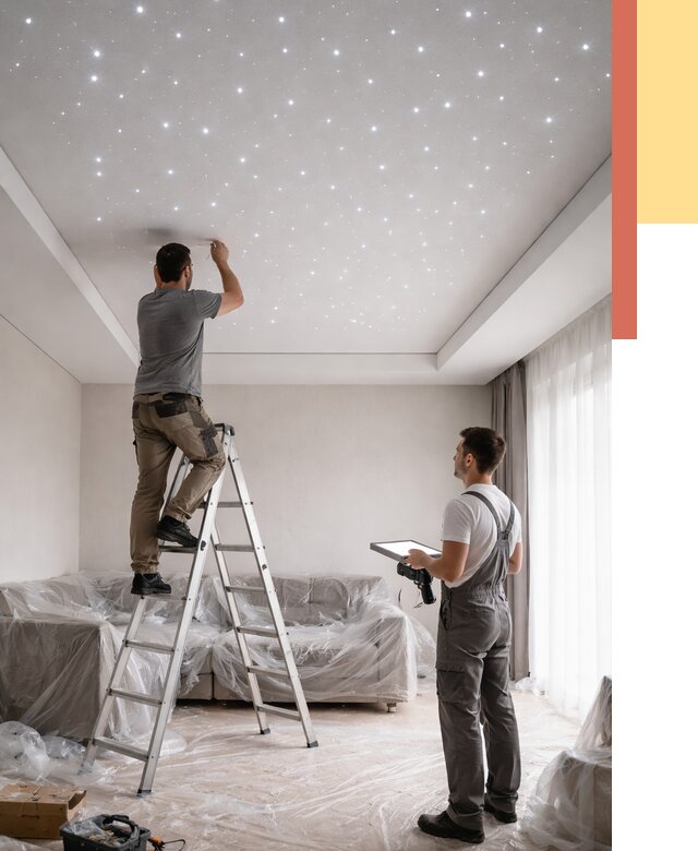 Монтаж натяжного потолка «звездное небо» в Мегионе от 6776 руб. | ОТДЕЛОЧНИК-Мго