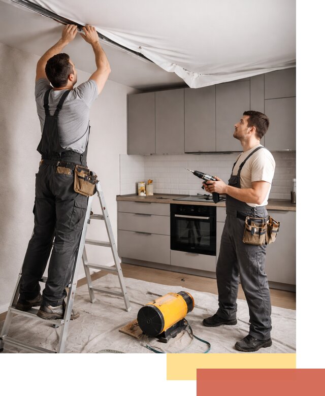 Монтаж натяжного потолка на кухне в Мегионе