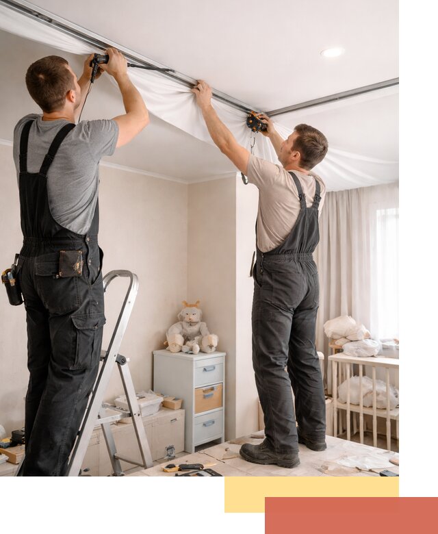 Монтаж натяжного потолка в детской комнате в Мегионе